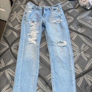 Light Blue Distressed Women AE Jeans